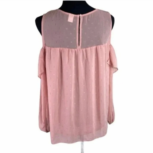 Women's Cold Shoulder Blouse- Blush - Picture 6 of 8